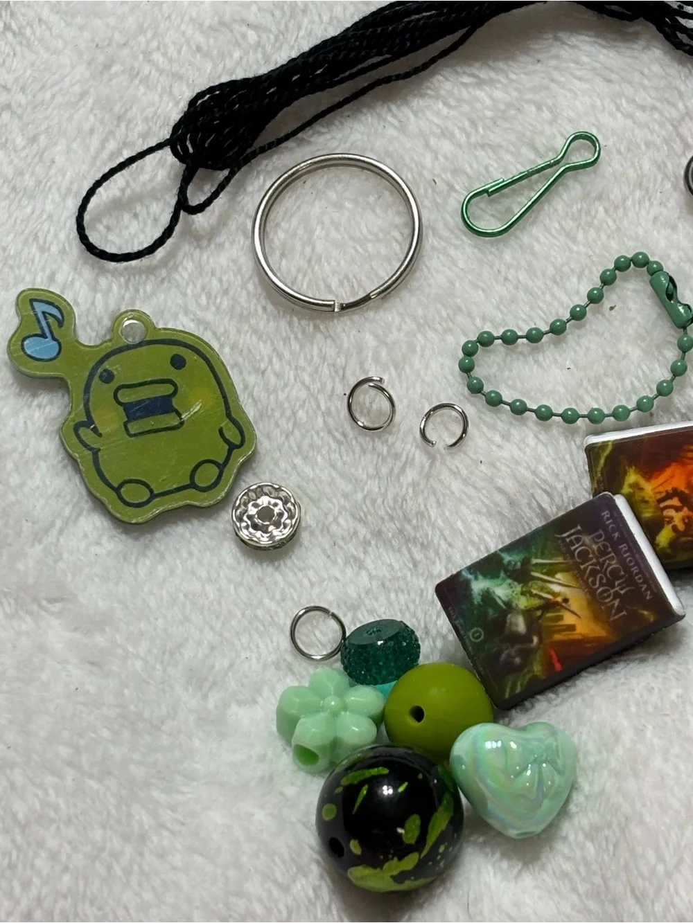 Mixed Green Beads & Charms Keychain Making Kit